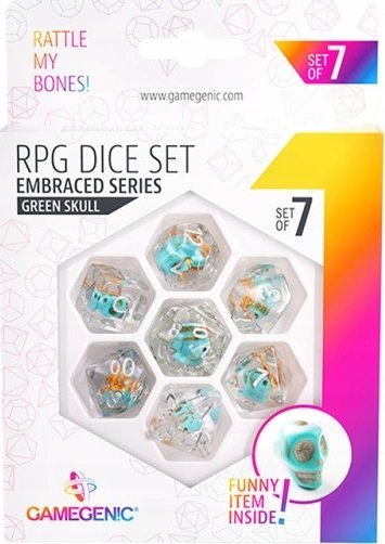 Gamegenic Gamegenic: Embraced Series - RPG Dice Set - Green Skull