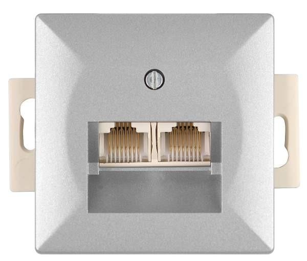 Opal Gniazdo uniwersalne komputer telefon 2xRJ45 srebrny 5907522076412