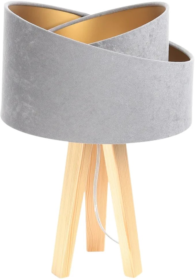 Lampa stołowa GEMSTONE szara/złota/sosna BPS KONCEPT