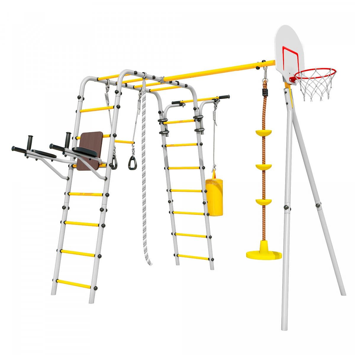 Plac zabaw Fitness | Lina + Kosz + Worek Bokserski + talerz-huśtawka | 100 kg