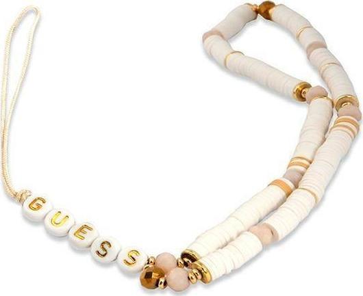 Guess Guess zawieszka GUSTPEARW Phone Strap biały/white Heishi Beads