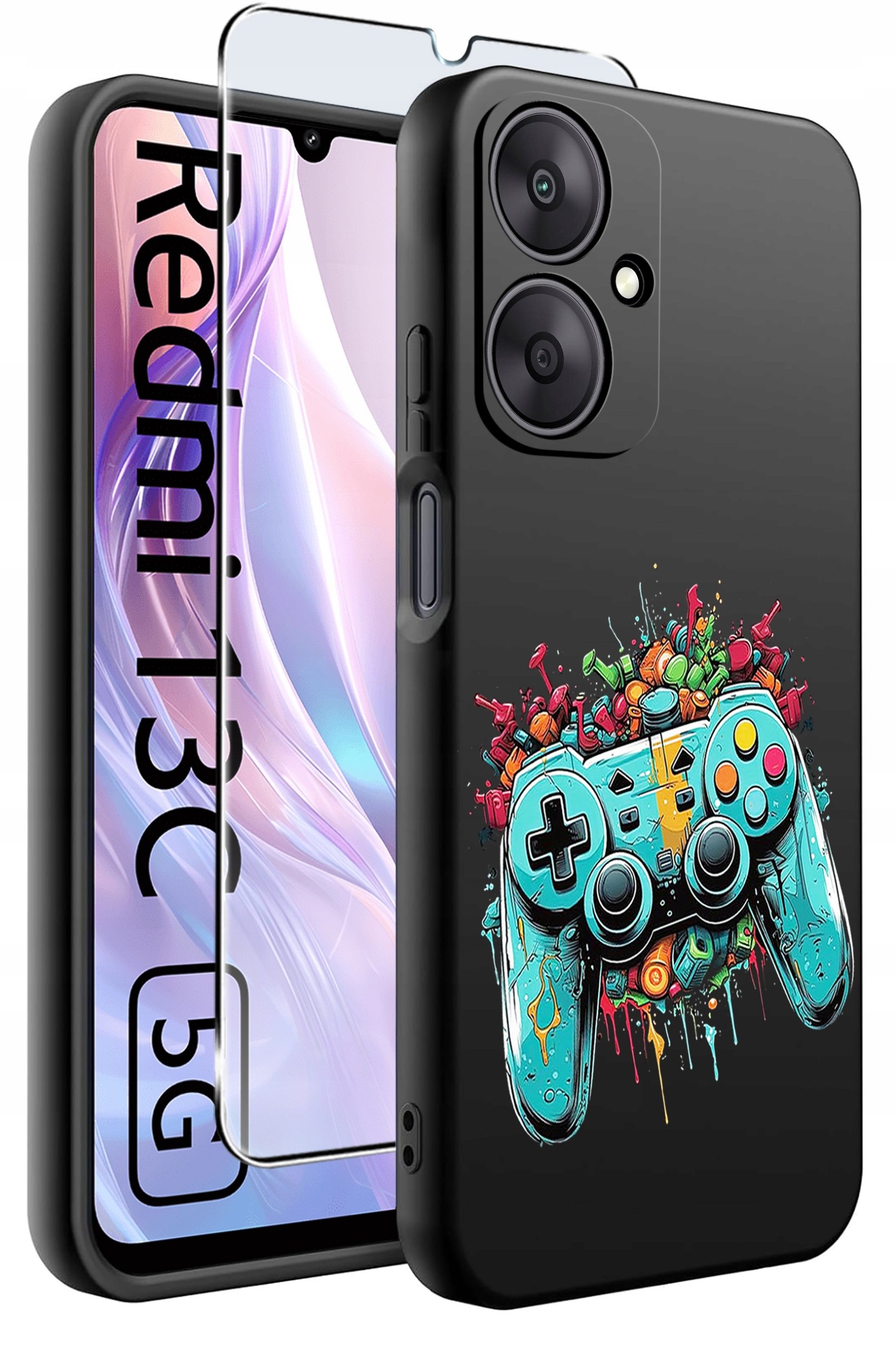 ETUI do Xiaomi Redmi 13C 5G WZORY |SILIKONOWE MATT CASE +SZKŁO HARTOWANE 9H