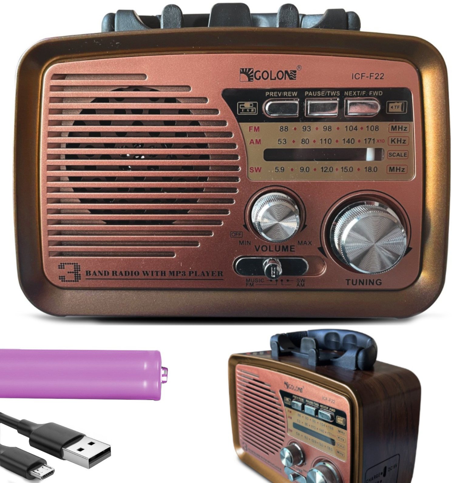 Radio FM pokojowe kuchenne przenośne na baterie Bluetooth USB SD Radio FM pokojowe kuchenne przenośne na baterie Bluetooth USB SD