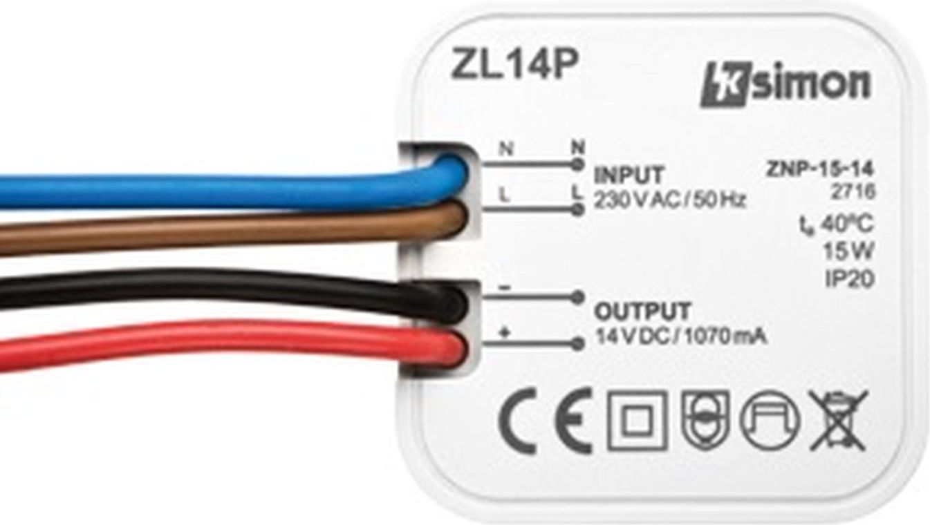 Kontakt-Simon Zasilacz LED dopuszkowy 14V DC 15W ZL14P-15 (WZ-L14P-15xxx-xxxx)