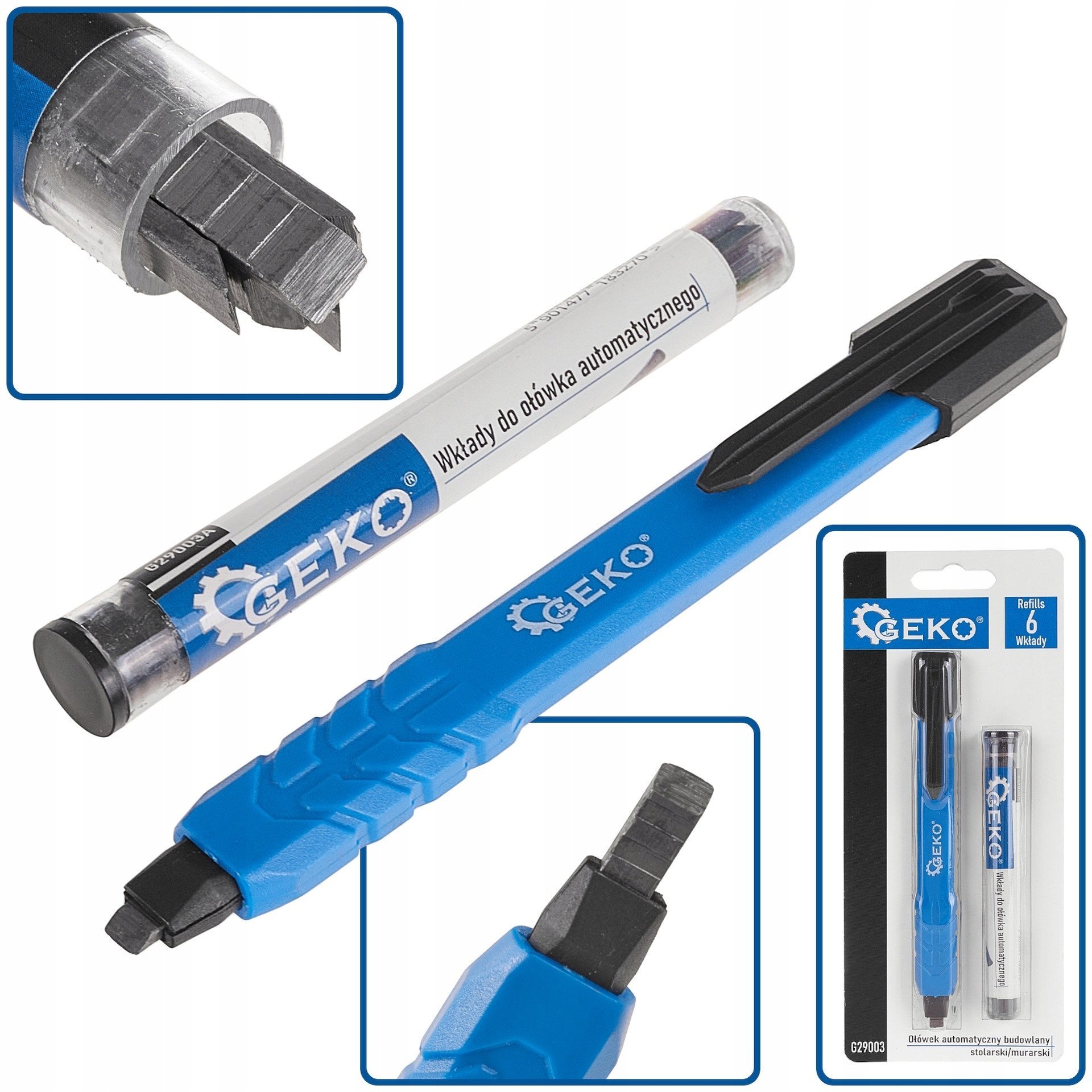 Ołówek automatyczny budowlany – stolarski/murarski + 6 wkładów (250)