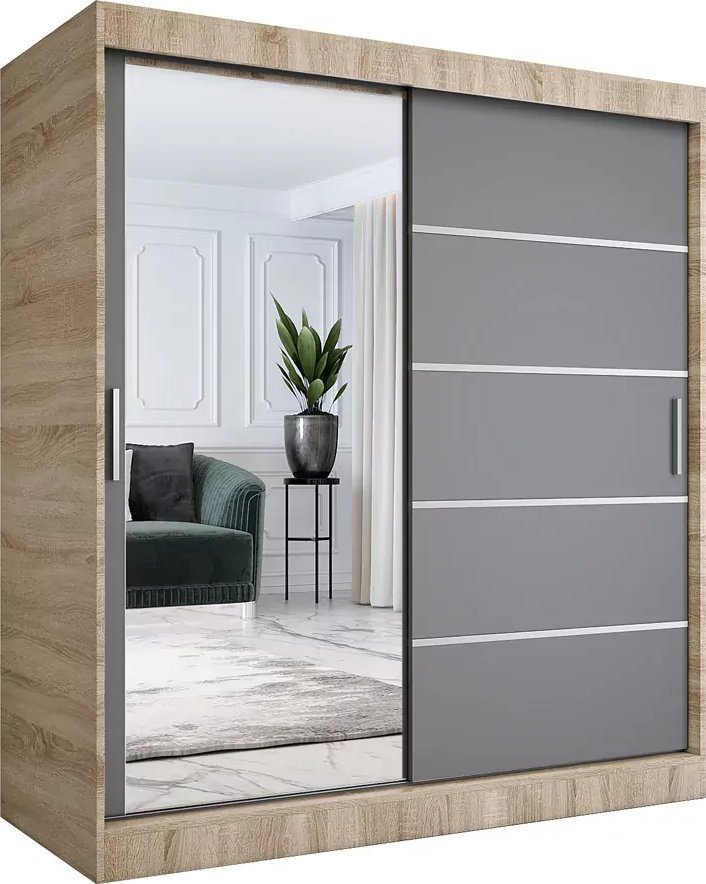 Elior Szafa przesuwna 180 cm dąb sonoma + antracyt - Felix 5X