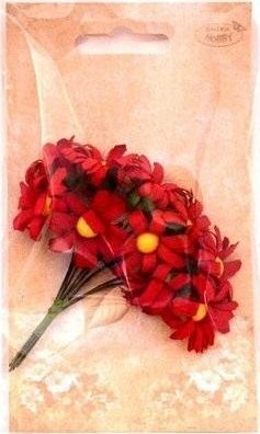 Margerytki materiałowe czerwone 2cm 12szt