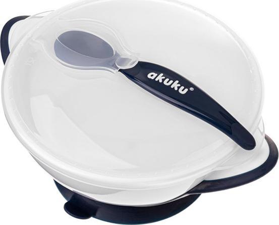 Akuku AKUKU Miseczka na Przyssawce z Łyżeczką i Pokrywką