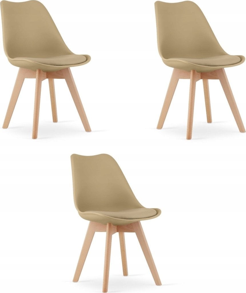 Leobert Krzesło MARK - ciemny beż / naturalne nogi x 3