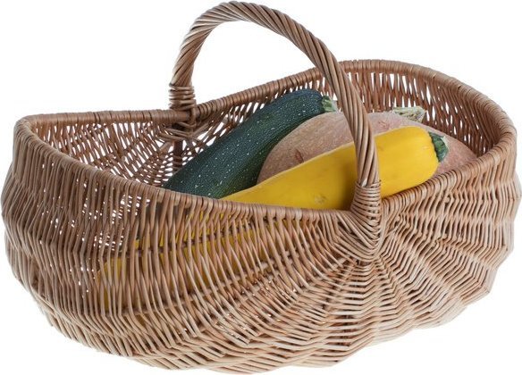 WickerPL duży kosz wiklinowy kominkowy kosz na drewno kosz ogrodowy 62x46 H25/26/38 cm