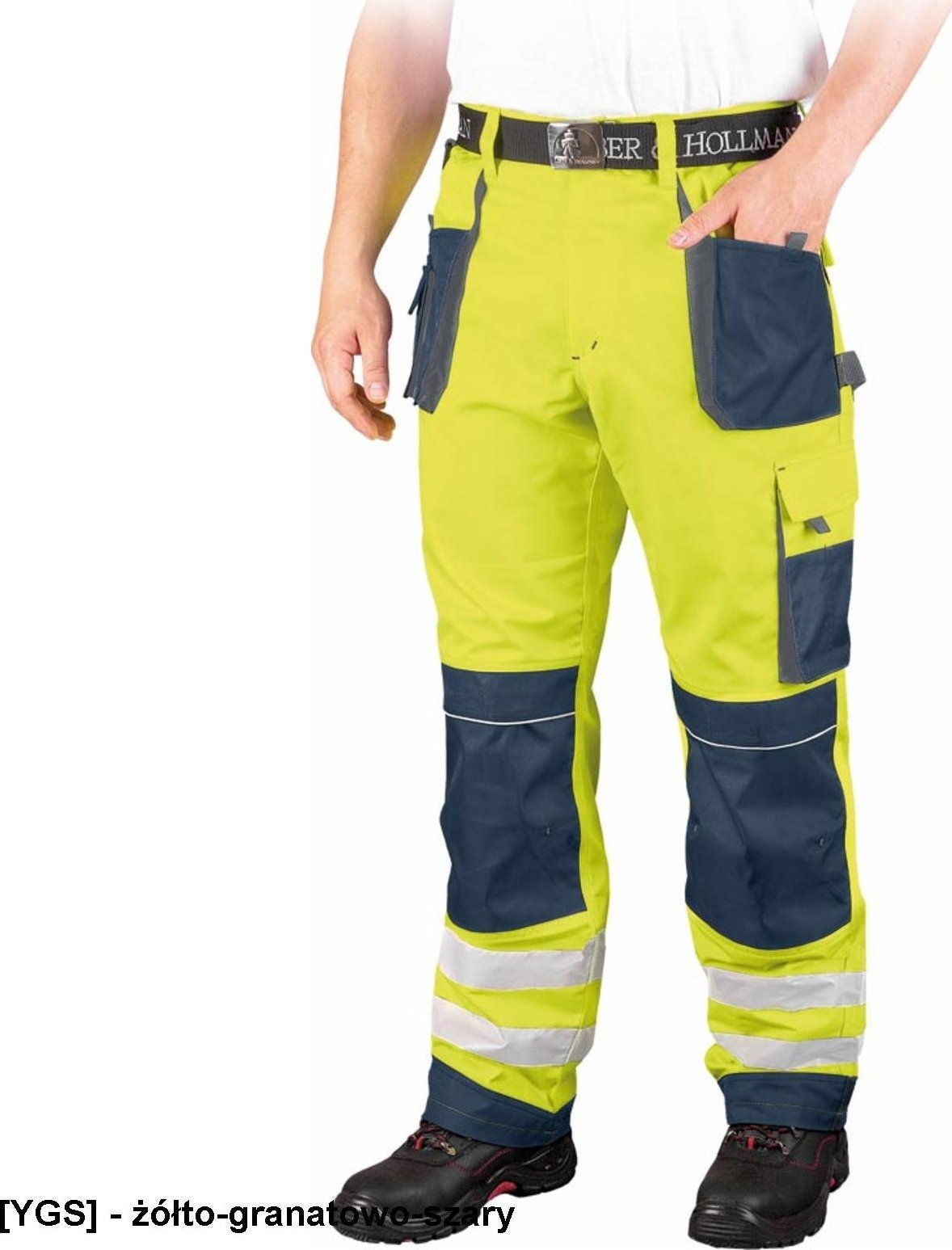 R.E.I.S. LH-FMNX-T - Spodnie ochronne do pasa FORMEN, męskie - żółto-granatowo-szary 58