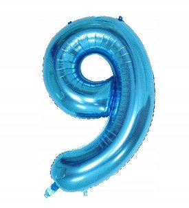 Balon Foliowy Na Hel CYFRA - 9 kolor NIEBIESKI - 80CM