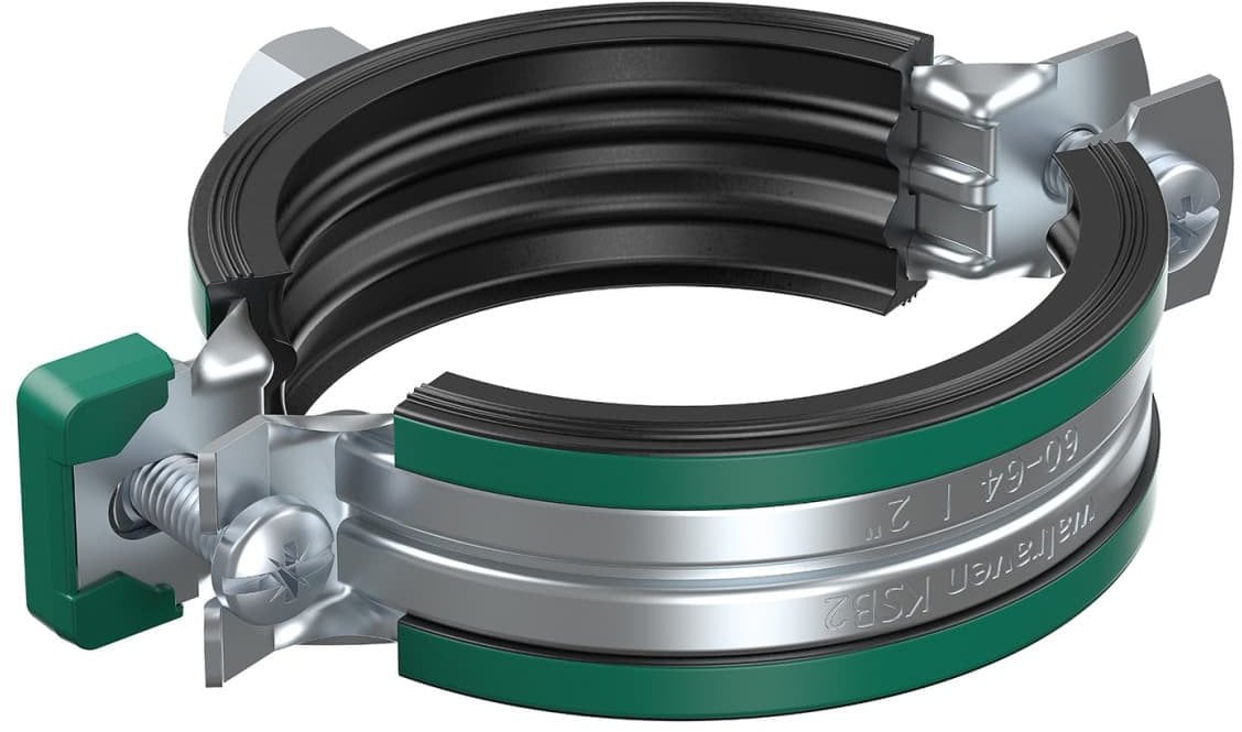 Walraven KSB2 rørb. 152-160mm - Elforzinket 2-skrue rørbøjle M8/10 med EPDM og quicklås