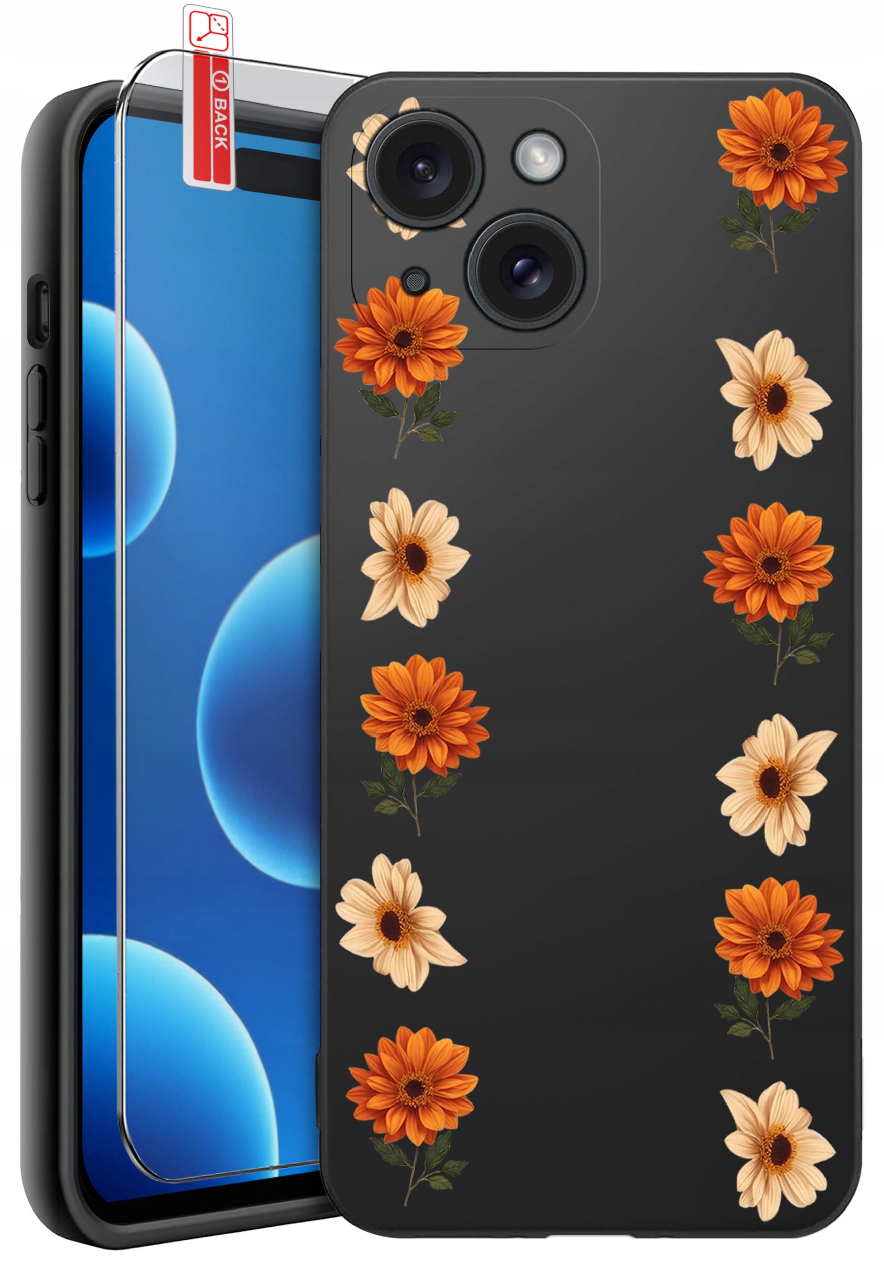 ETUI do iPhone 15 | WZORY | SILIKONOWE MATT CASE + SZKŁO 9H