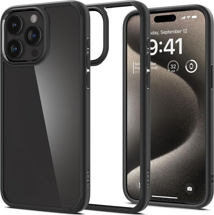 Spigen Spigen Crystal Hybrid, matte black - iPhone 15 Pro