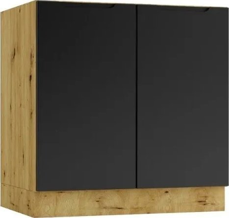 Stolkar Szafka pod zlew ISABEL D80ZL czarny mat/dąb artisan STOLKAR