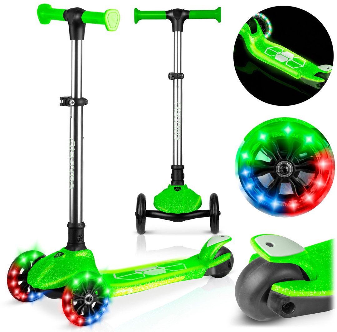 Hulajnoga trójkołowa dla dzieci balansowa świecąca w ciemności Ricokids Jelly - zielona EDUKAMP