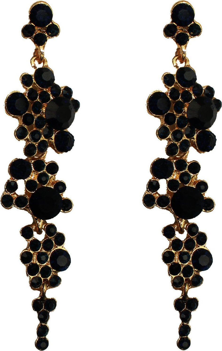 KOKONET Kolczyki czarne DŁUGIE ELEGANCKIE wiszące cyrkonie