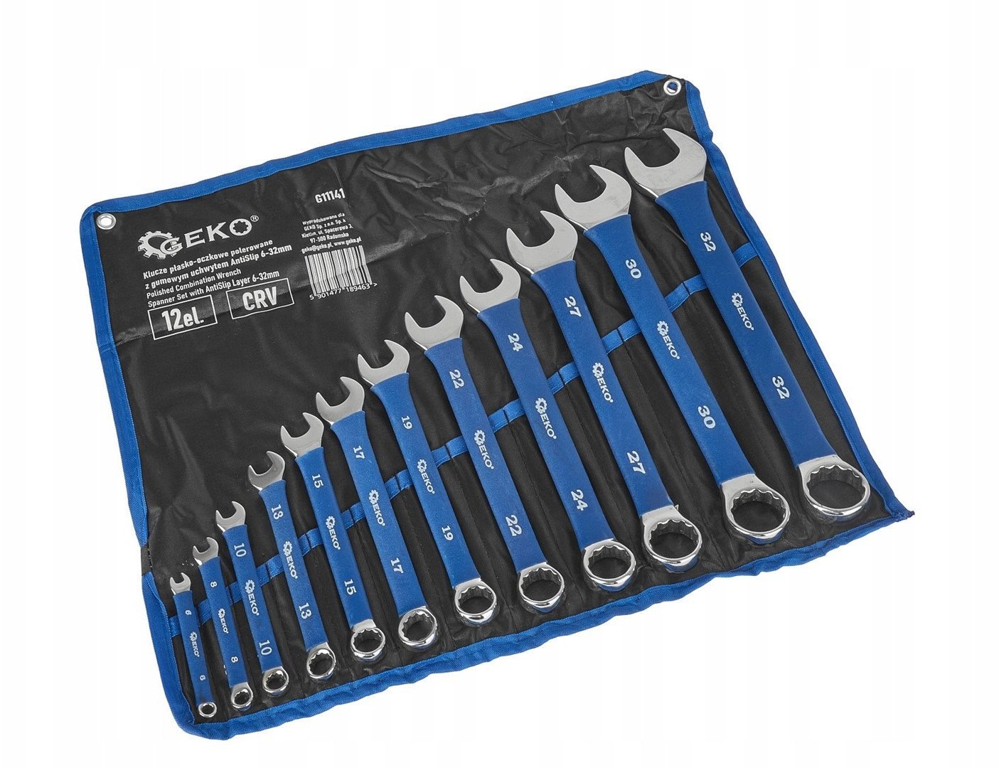 Klucze płasko-oczkowe polerowane z gumowym uchwytem AntiSlip 6-32mm 12el. CRV (4)