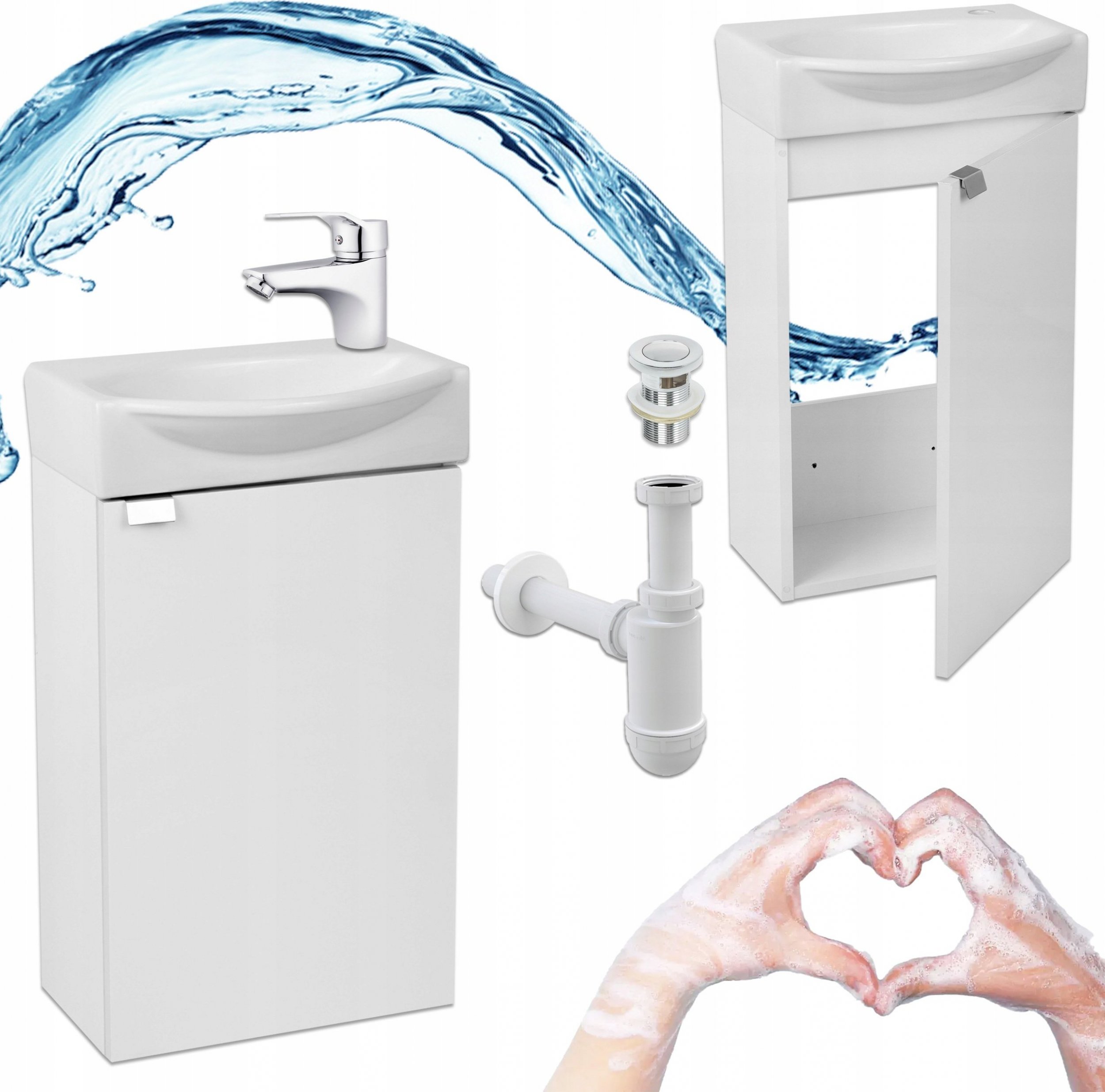 Stamar Biała Szafka Łazienka Umywalka 40 x33 Kampo + Bateria Ves Click Clack Syfon