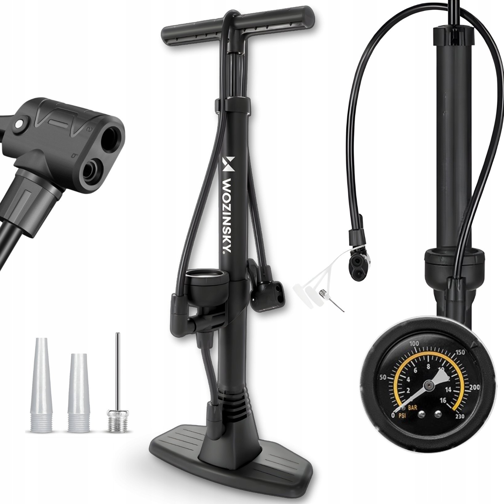 Pompka rowerowa Wozinsky WPR-02 podłogowa - czarna