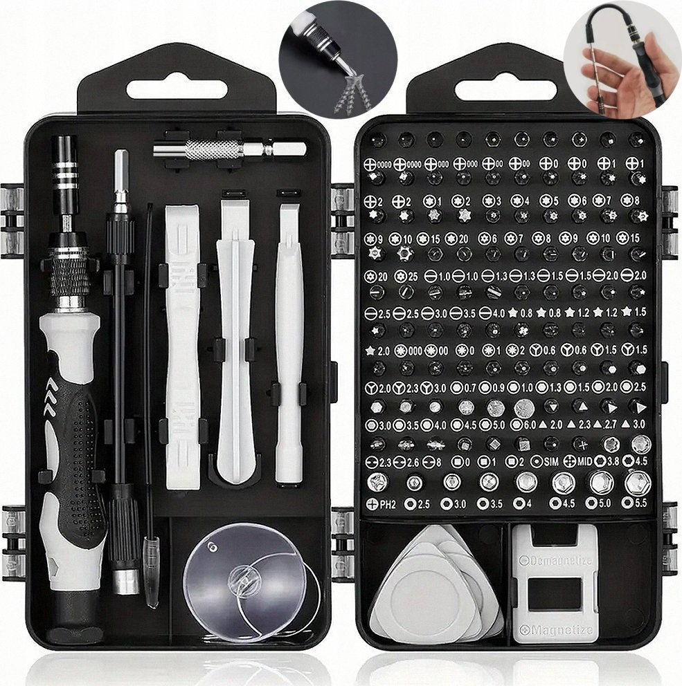 ZESTAW ŚRUBOKRĘTÓW PRECYZYJNYCH UNIWERSALNE WKRĘTAKI TORX BITY ETUI 115el