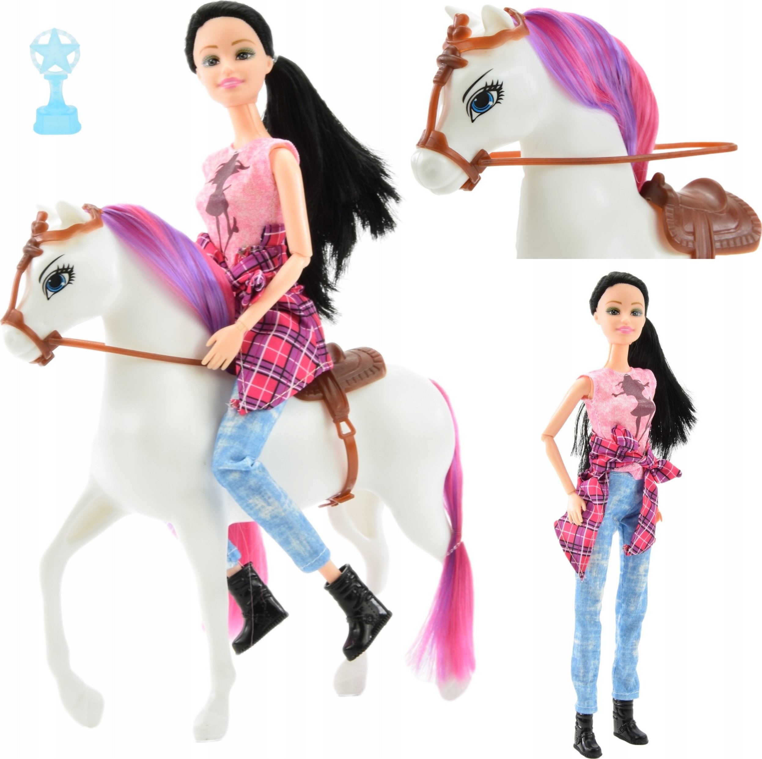 Skleplolki LALKA TYPU BARBIE DŻOKEJKA Z KONIEM DUŻY ZESTAW