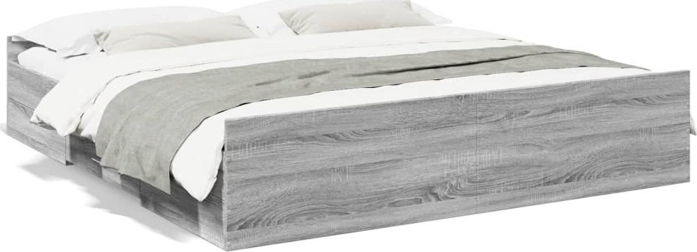 vidaXL vidaXL Rama łóżka z szufladami, szary dąb sonoma, 180x200 cm