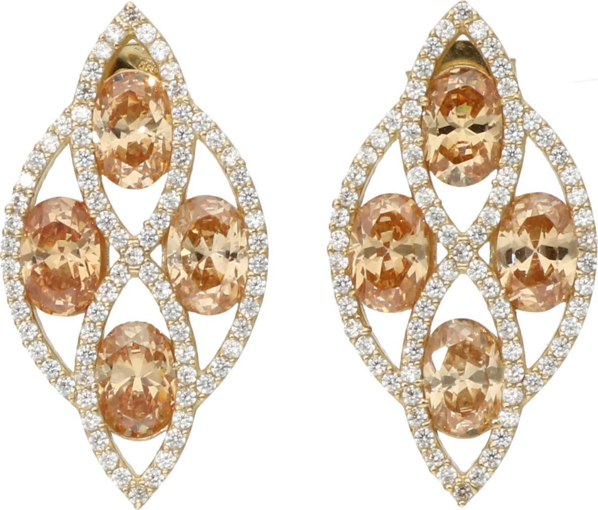 Rosanto Ciekawe złote kolczyki romby z cyrkoniami 585 14k