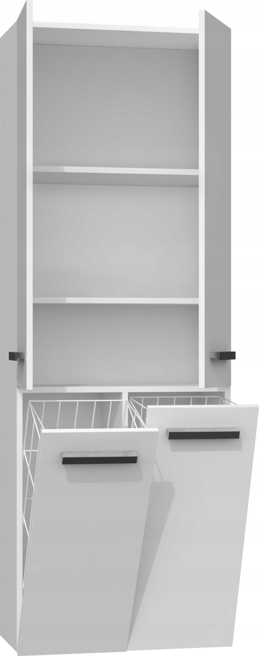 Topeshop Szafka łazienkowa Nel Dd 2K kosz 60cm bieł połysk