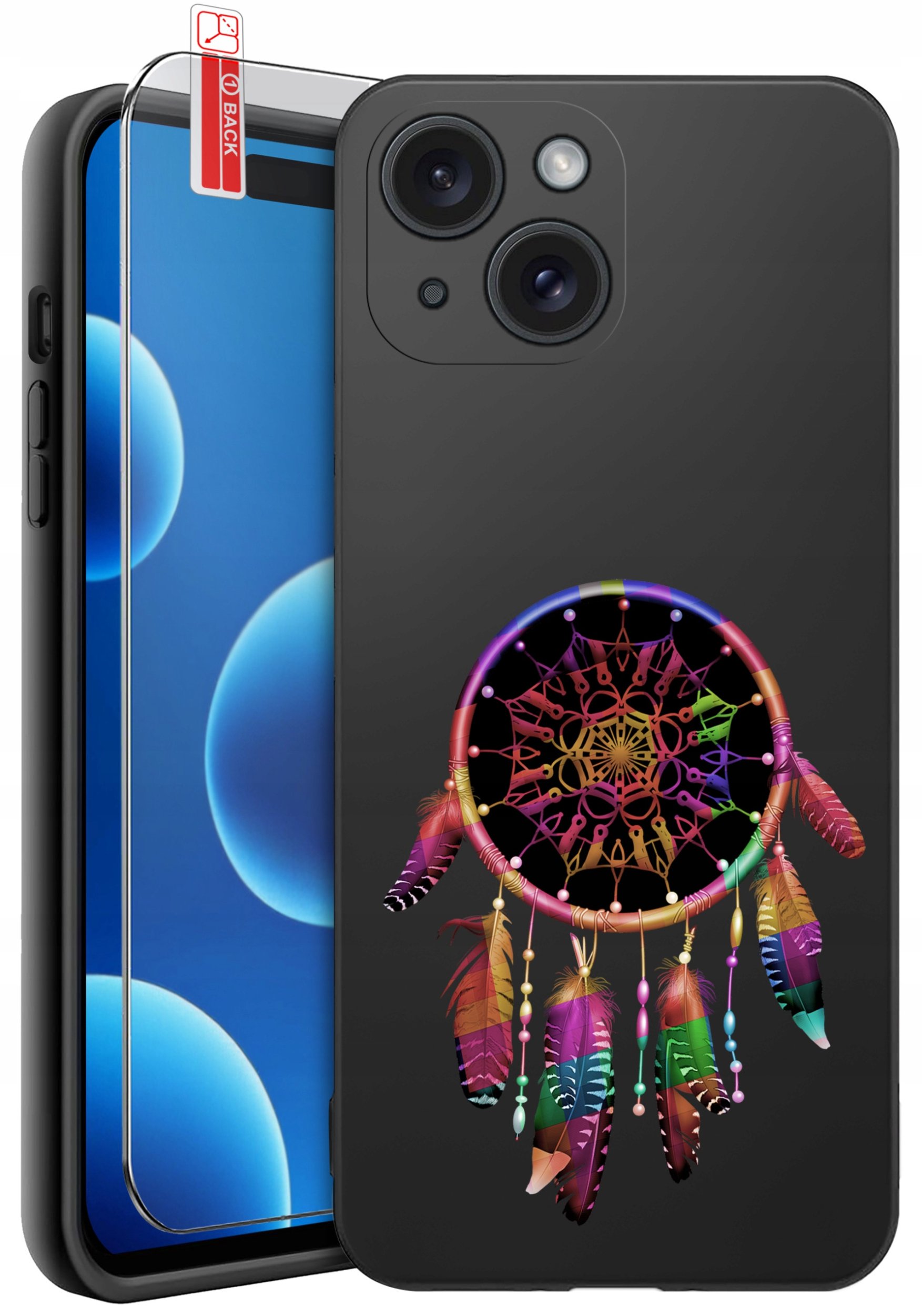 ETUI do iPhone 15 | WZORY | SILIKONOWE MATT CASE + SZKŁO 9H