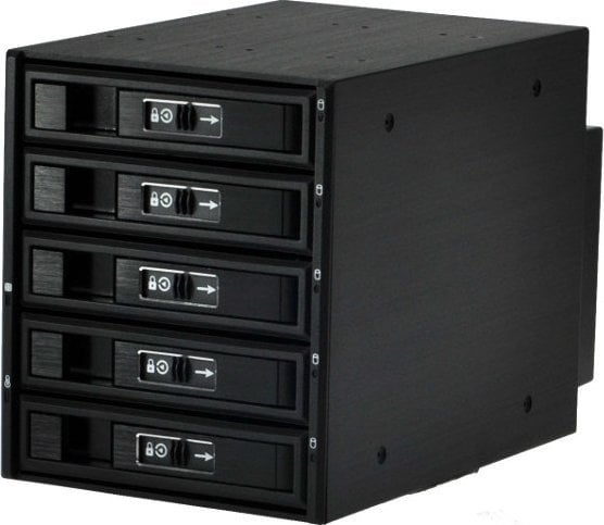 Kieszeń JJ Computer JOUJYE JJ-3052M-SS SATA/SAS I II III Gehause 14,6cm X 14,6cm fuer 5XHDD 6,4cm/8,9cm 2,5zoll/3,5zoll schwarz