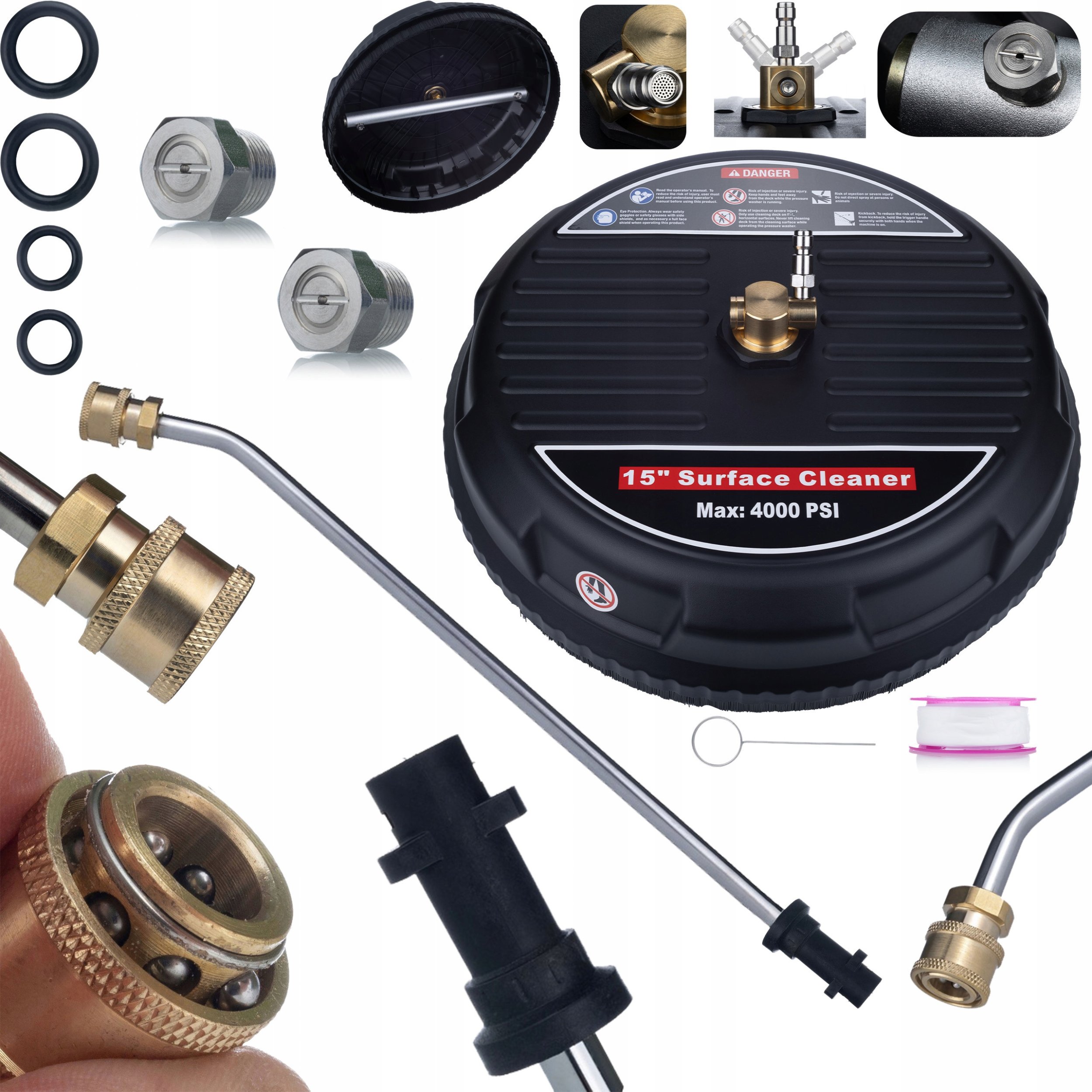 Rosfix JetLine T-Racer CleanPro Set 15" + Lance 34 cm | Szczotka z obrotowymi dyszami + zagięta lanca