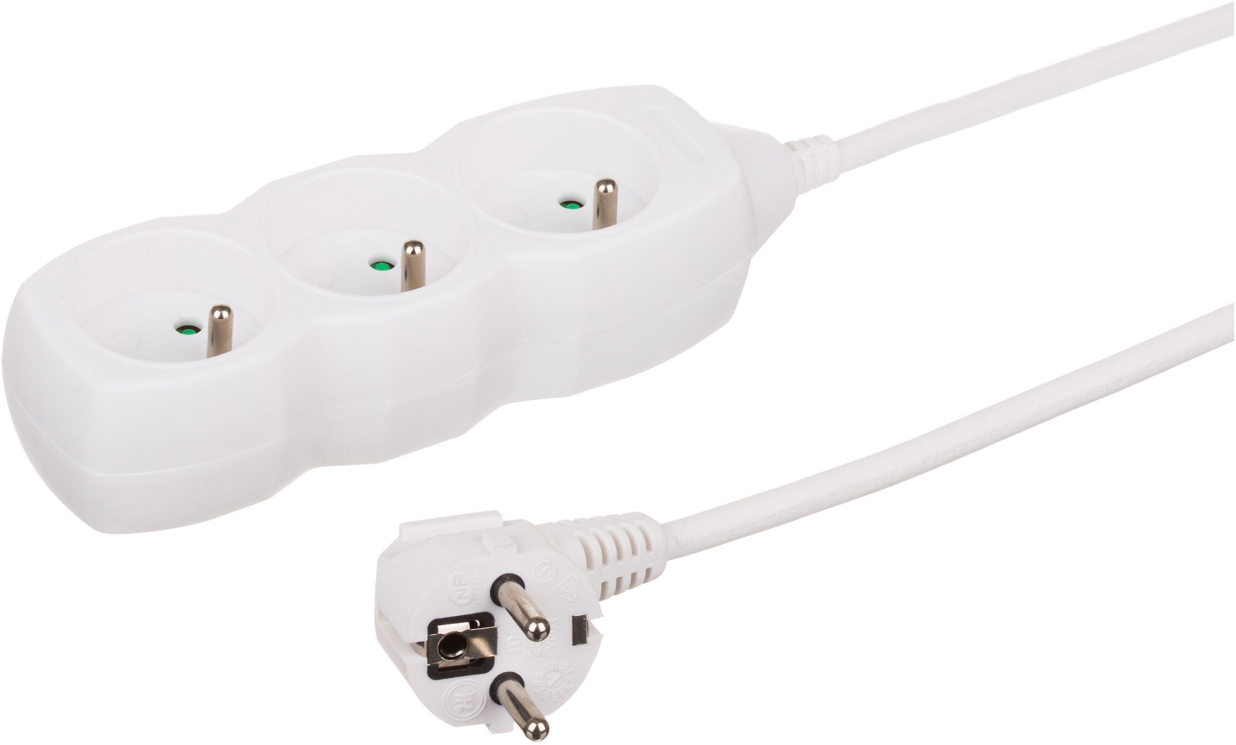 Przedłużacz 3-gniazdowy, 3m biały, 3x1,0mm OWY 34330