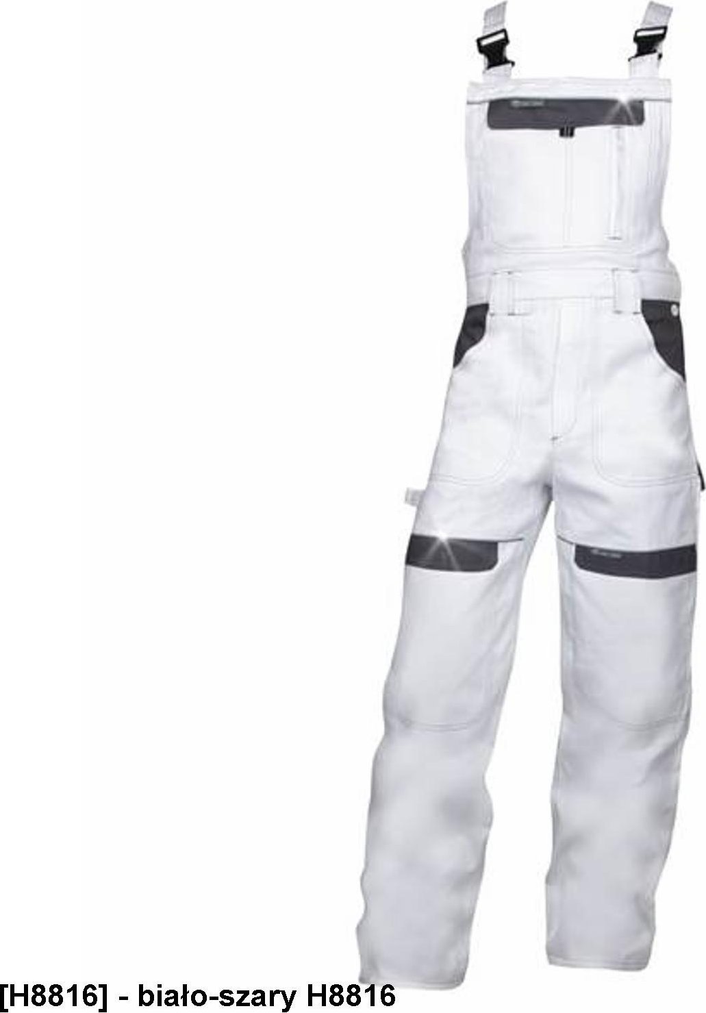 Ardon ARDON COOL TREND - Spodnie ogrodniczki ARDONCOOL TREND szaro-czarne przedłużone S - biało-szary H8816 M