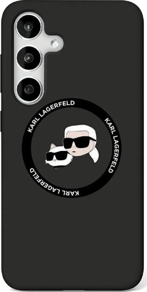 Etui Karl Lagerfeld Silicone Double Heads And Circle MagSafe Samsung Galaxy S25 czarny
