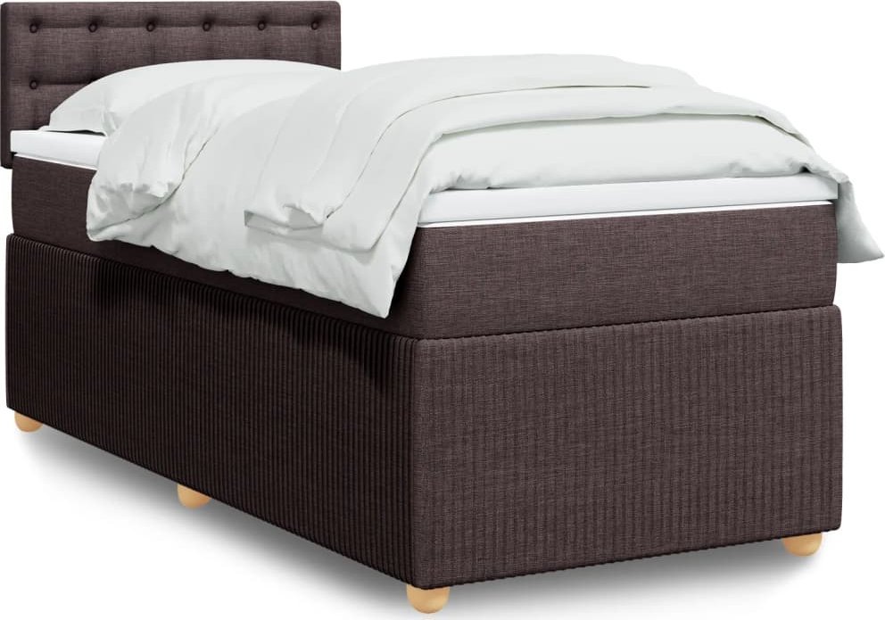 vidaXL vidaXL Łóżko kontynentalne z materacem, brązowe, tkanina, 90x190 cm