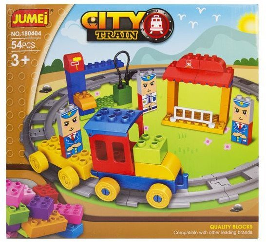Klocki Jumei 3+ City KOLEJKA 54 elementy, 28x26cm