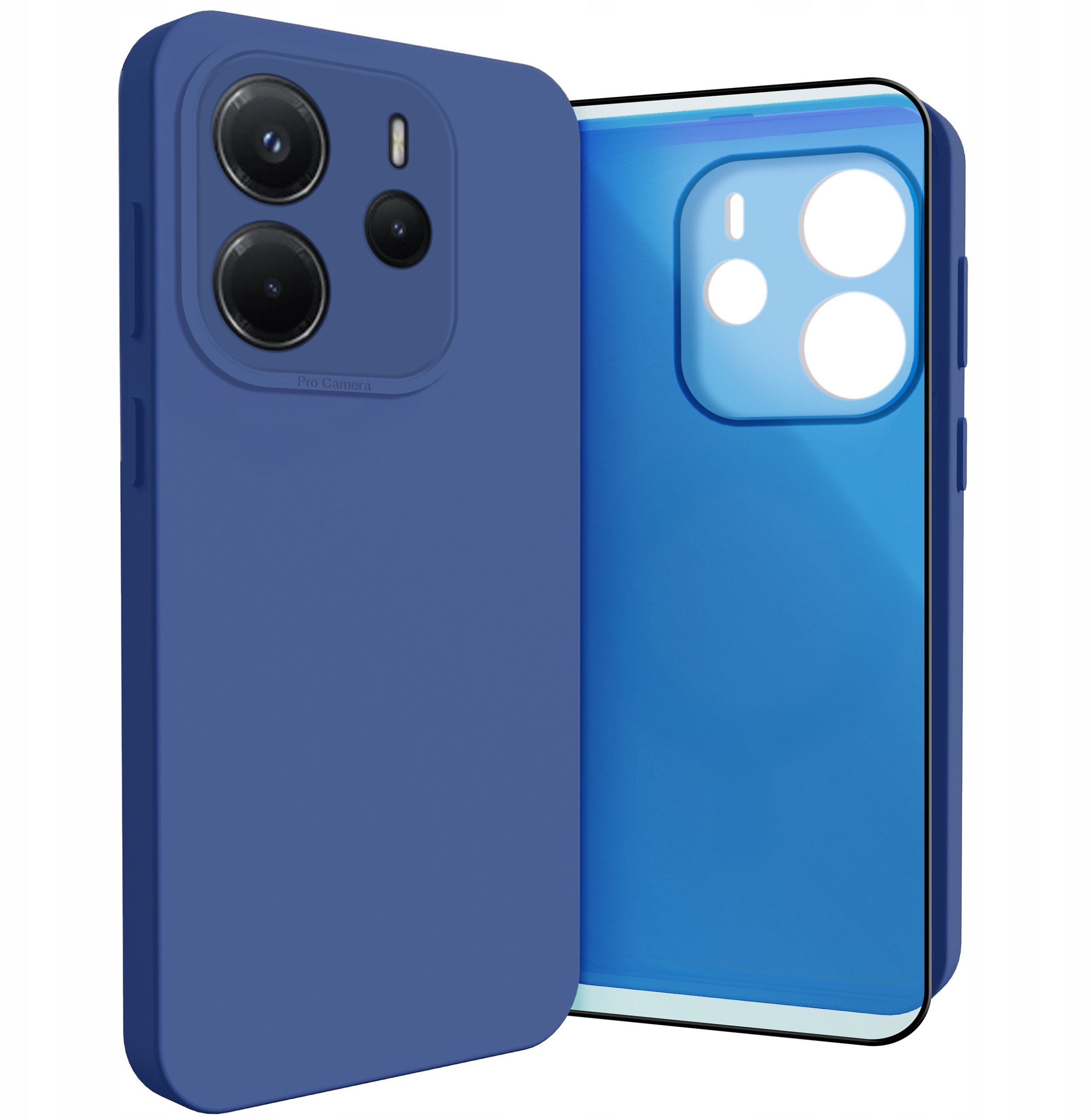 Etui do Xiaomi Redmi Note 14 4G (Osłona Kamery, Granatowe, Plecki) Szkło