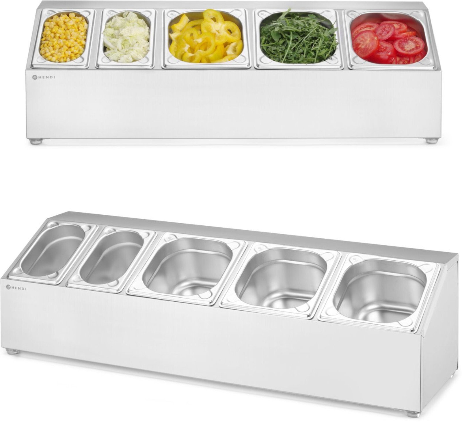 Hendi Stojak ekspozytor stalowy na pojemniki gastronomiczne 3x GN 1/6 2x GN 1/9