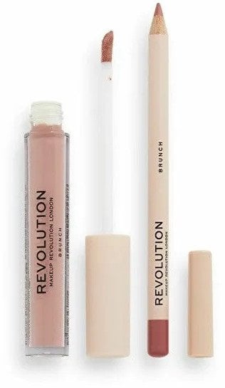 Set Makeup Revolution: Makeup Revolution, Liquid Lipstick, Brunch, 3 ml + Makeup Revolution, Precision, Lip Liner, Brunch, 1 g For Women