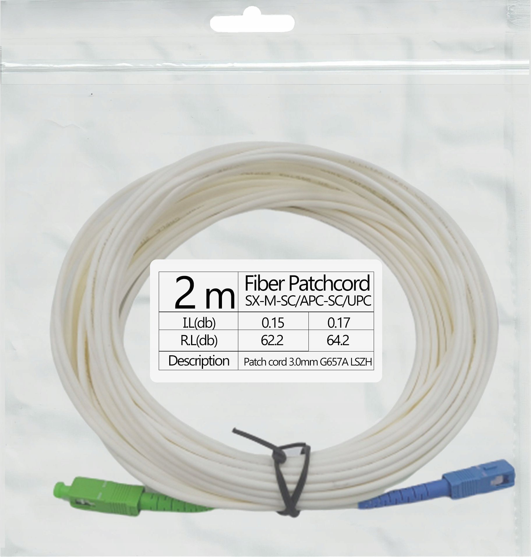 Patchcord światłowód kabel SC/APC-SC/UPC 2m simple
