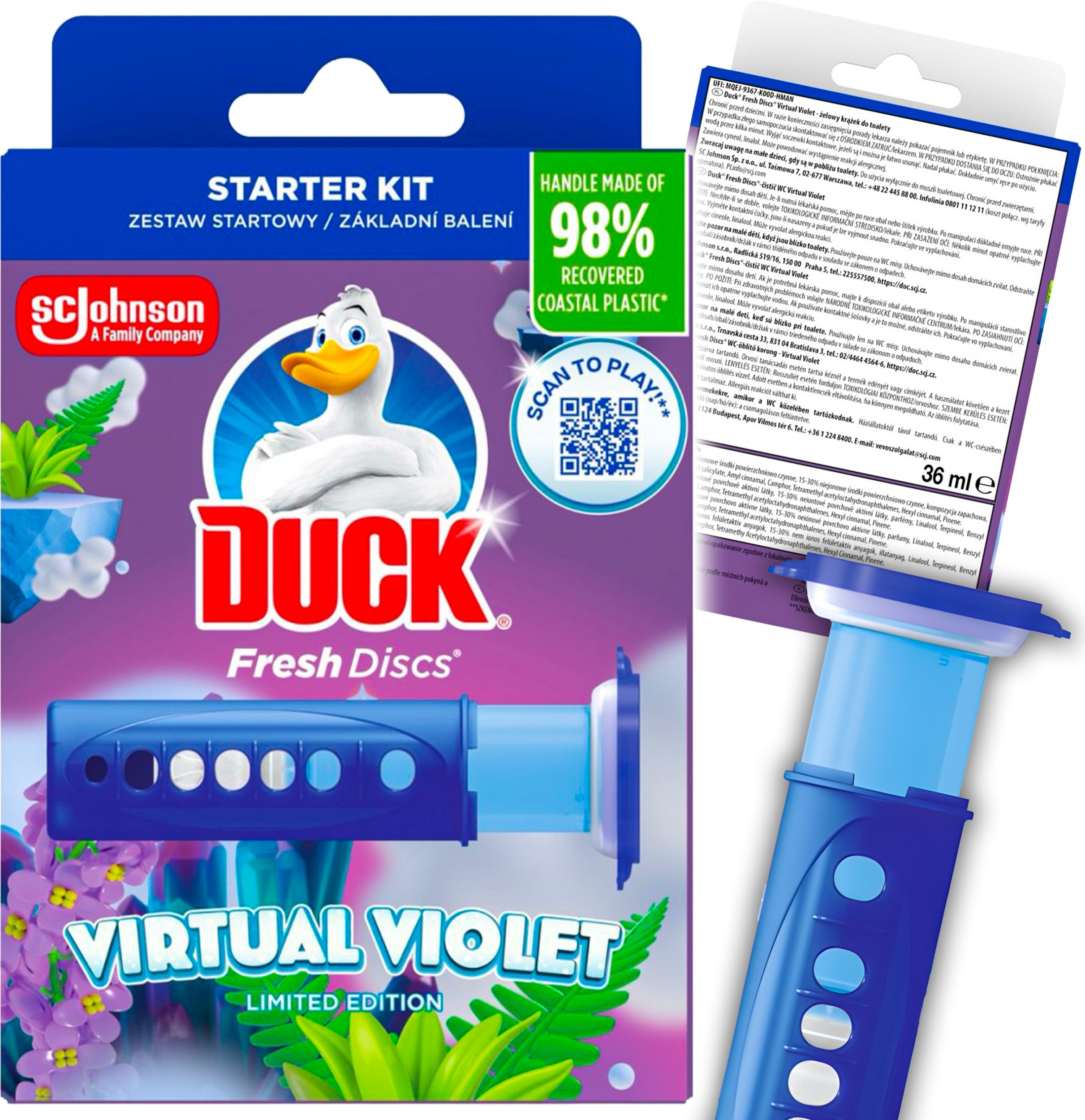 Duck Fresh Discs Virtual Violet - Żelowy Krążek Do Toalety 36ml + Aplikator