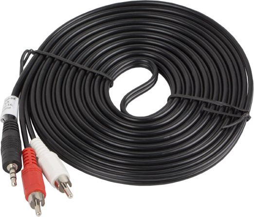 Kabel Lanberg Jack 3.5mm - RCA (Cinch) x2 5m czarny (CA-MJRC-10CC-0050-BK)
