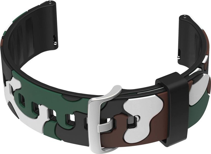 Pasek gumowy do zegarka U13 - czarny/biały-moro - 22mm