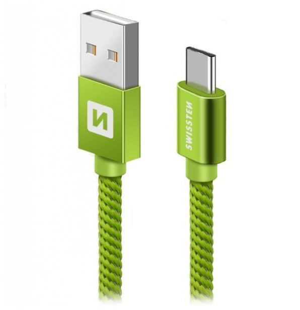 Swissten Kabel USB - USB Typ - C 2m Zielony (71521307)