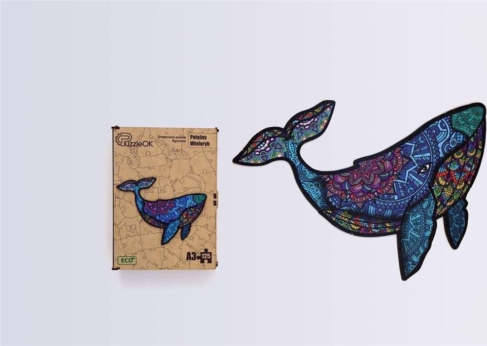 PuzzleOK Puzzle drewniane eko 125 Potężny wieloryb A3