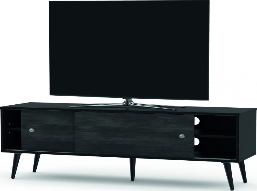 Sonorous Drewniana szafka RTV w stylu RETRO SONOROUS RTRA-180-BLK-BNW szerokość 180cm