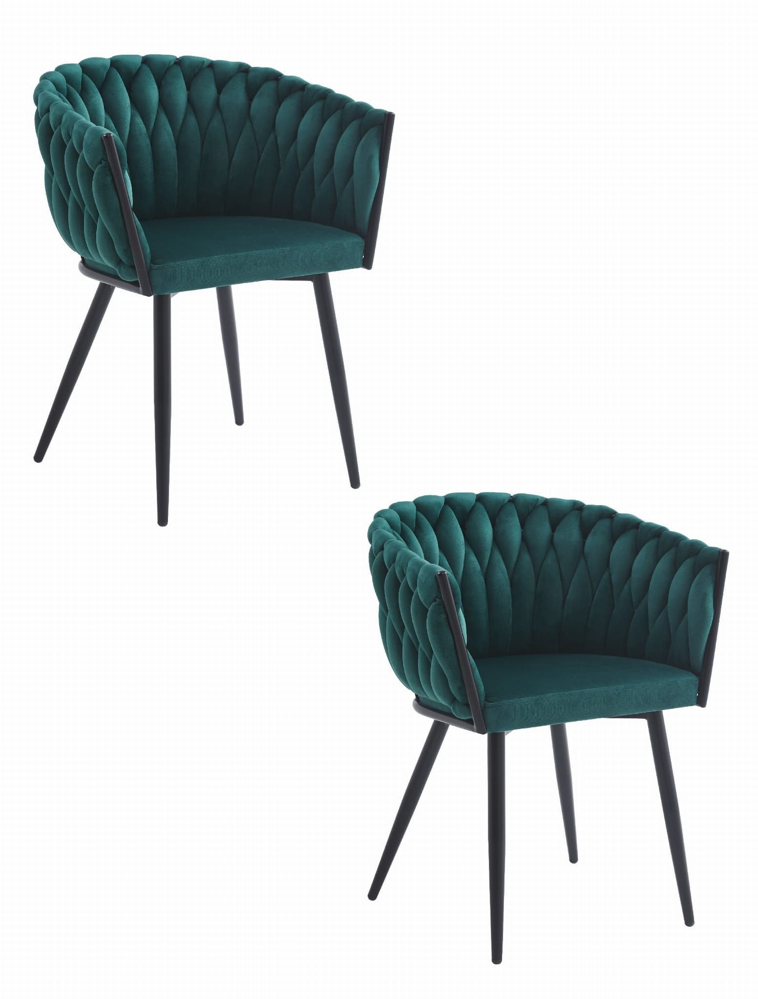 Stylowe krzesło aksamit zielone ORION eleganckie do salonu jadalni x2