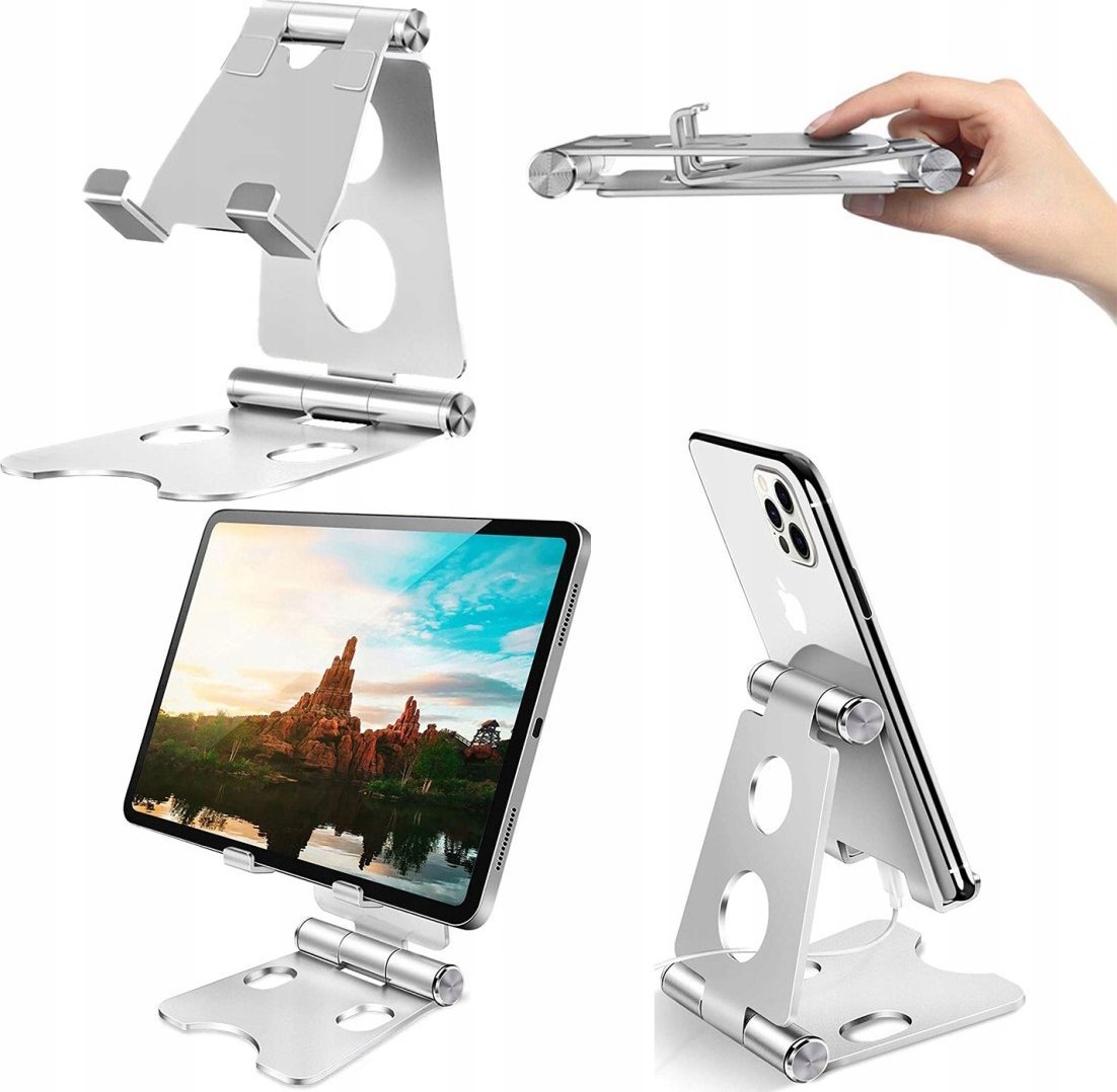 Podstawka pod Telefon i Tablet - Praktyczny Stojak Uchwyt Braders Srebrny